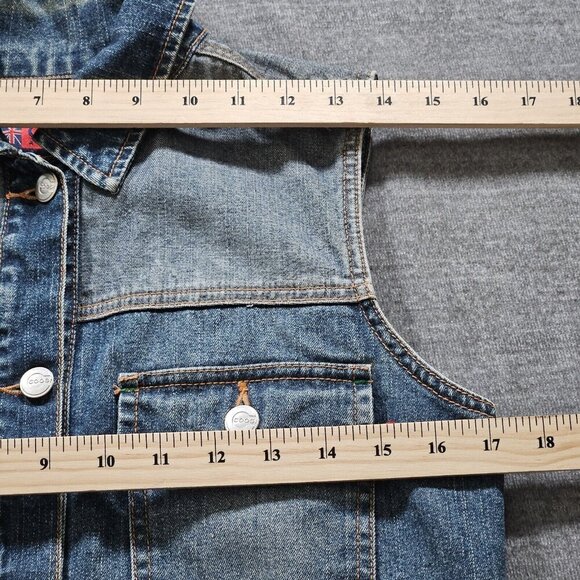 Coogi Denim Vest Womens S Blue Faded Logo Boho Perky Australia Down Under Preppy - Picture 5 of 16